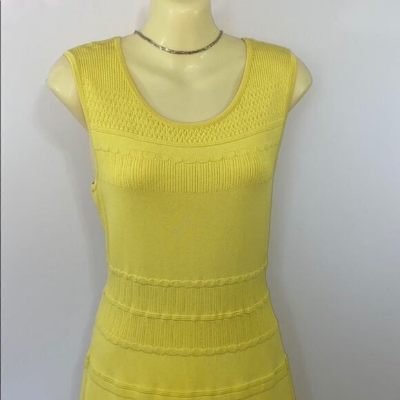 BCBG DRESS "WILMA" LEMON YELLOW BANDED KNIT NEW WITH TAG! SZ SM 4-6 - Picture 3 of 9